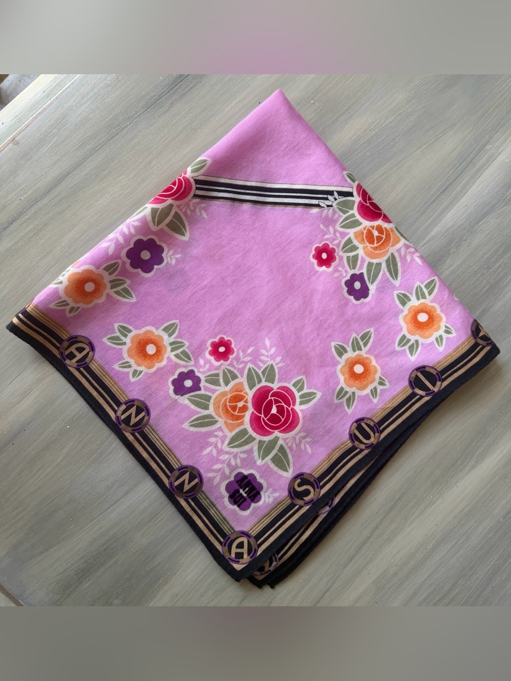 Anna Sui floral cotton scarf Bandana Roses Butterfly Purple Hair Bow Bag Scarf - Picture 8 of 12